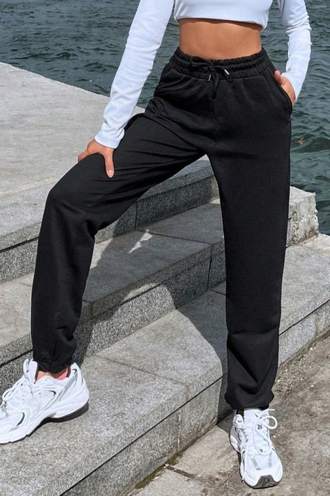 Pantaloni Trening Dama, Confortabili Cu Talie Inalta Si Snur