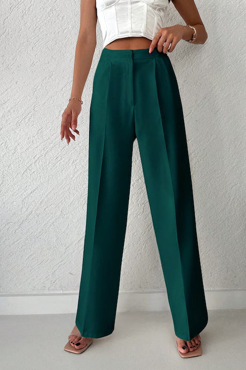 Pantaloni Dama, Eleganti, Cu Talie Inalta Si Picior Drept, Cu Fermoar