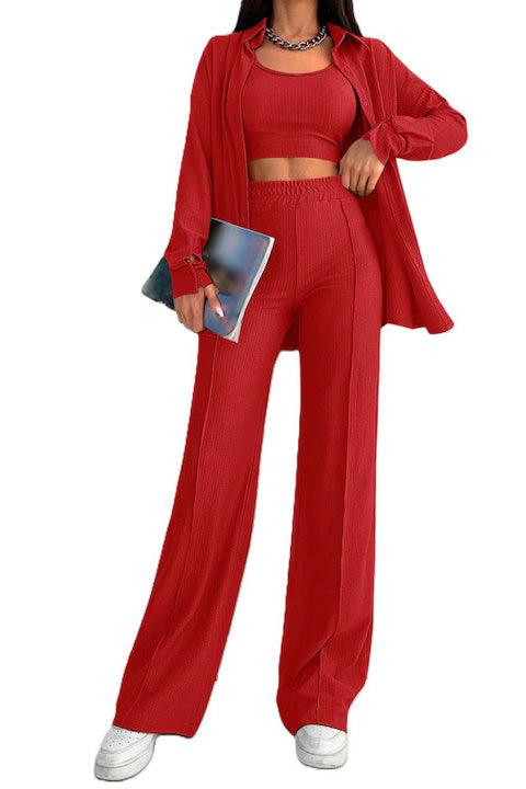 Set Dama, 3 Piese, Pantaloni, Maiou & Camasa