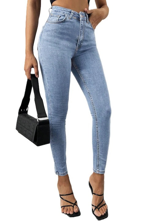 Blugi Skinny Jeans Dama, Cu Talie Inalta Si Croiala Cropped