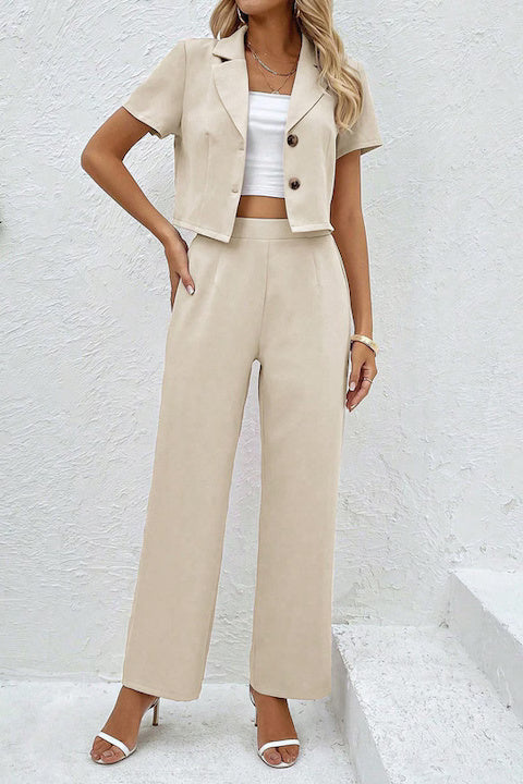 Costum Dama, Sacou Cu Maneci Scurte Si Pantaloni