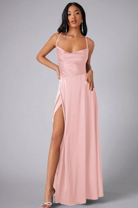 Rochie Dama, Satin, Eleganta, Cu Bretele Incrucisate