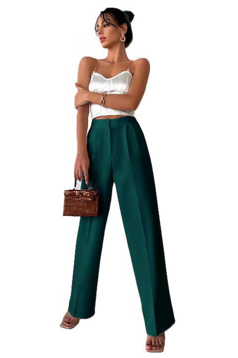 Pantaloni Dama, Eleganti, Cu Talie Inalta Si Picior Drept, Cu Fermoar