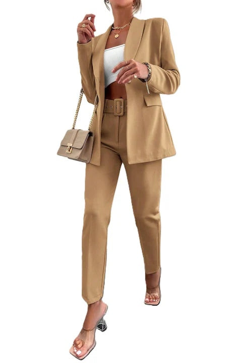 Costum Elegant Dama, Cu Sacou Cu Un Singur Nasture & Pantaloni