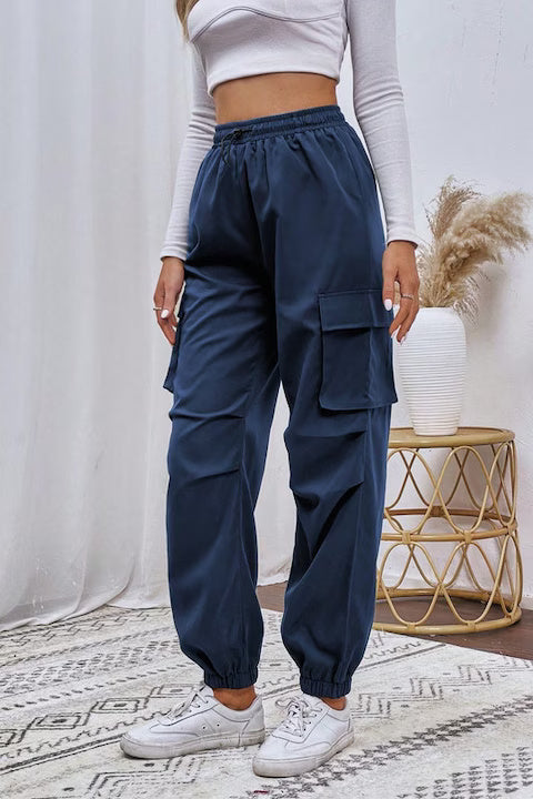 Pantaloni Dama, Cargo Cu Buzunare Laterale Si Talie Inalta