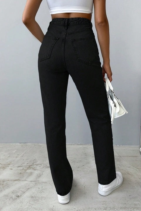 Blugi Dama, Mom Fit, Cu Croiala Straight-Cut