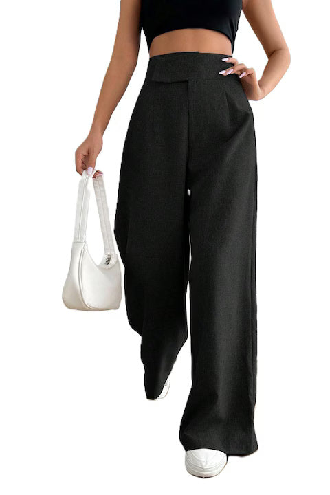 Pantaloni Dama, Cu Talie Asimetrica Si Croiala Larga, Casual