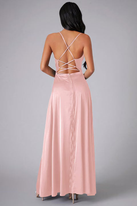 Rochie Dama, Satin, Eleganta, Cu Bretele Incrucisate