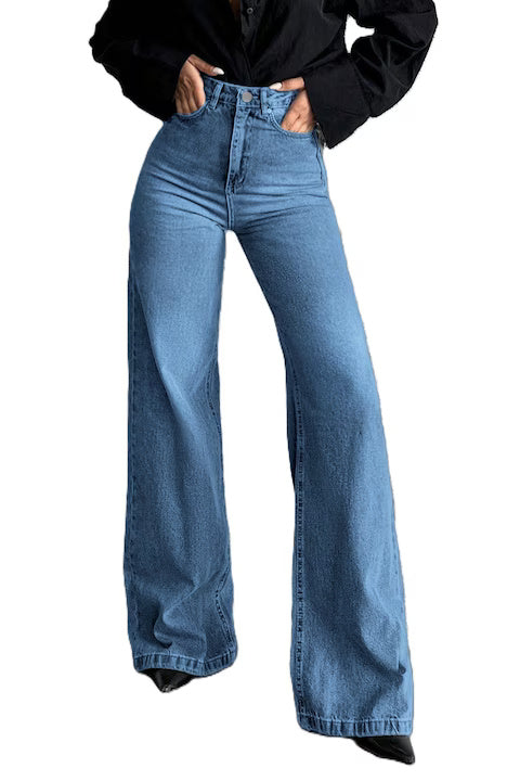 Blugi Dama, Croiala Larga, Cu Talie Inalta