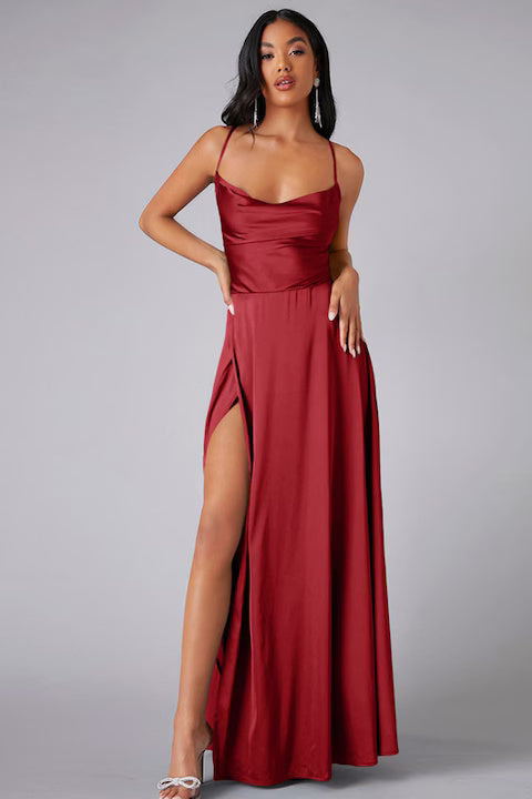 Rochie Dama, Satin, Eleganta, Cu Bretele Incrucisate