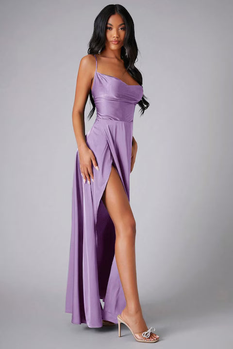 Rochie Dama, Satin, Eleganta, Cu Bretele Incrucisate
