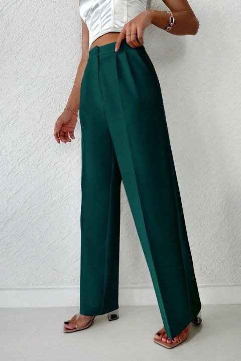 Pantaloni Dama, Eleganti, Cu Talie Inalta Si Picior Drept, Cu Fermoar