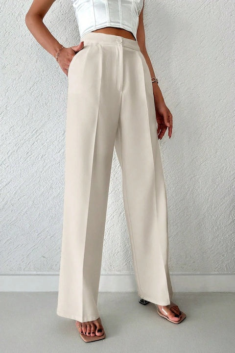 Pantaloni Dama, Eleganti, Cu Talie Inalta Si Picior Drept, Cu Fermoar