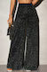 Pantaloni Dama, Sclipitori, Talie Inalta si Picior Evazat
