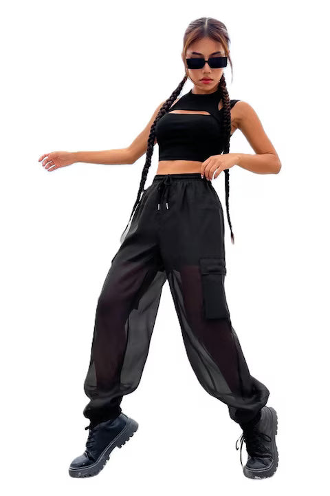 Pantaloni Dama, Cargo Cu Buzunare Cu Clapeta Si Siret Lateral In Talie