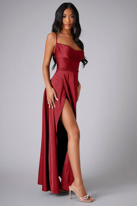 Rochie Dama, Satin, Eleganta, Cu Bretele Incrucisate