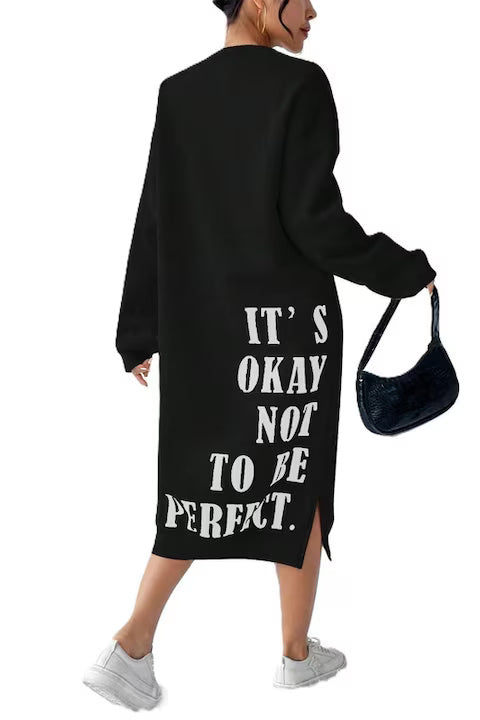 Hanorac Dama, Tip Rochie, Imprimeu Cu Mesaj