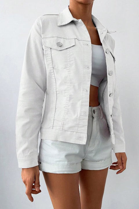 Jacheta Dama, Denim Subtire, Cu Buzunare Si Nasturi