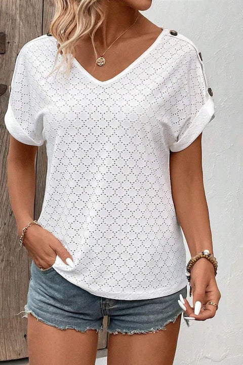 Tricou Dama, Decolteu In V Si Maneci Scurte Tip Aripa De Liliac