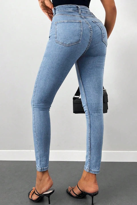 Blugi Skinny Jeans Dama, Cu Talie Inalta Si Croiala Cropped