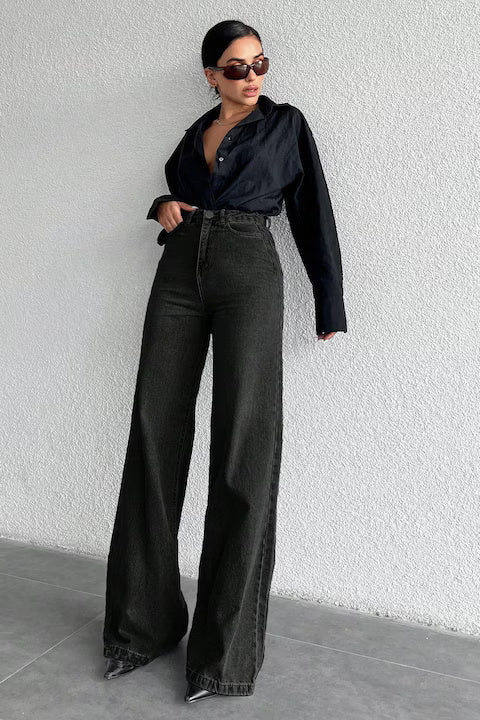 Blugi Dama, Croiala Larga, Cu Talie Inalta