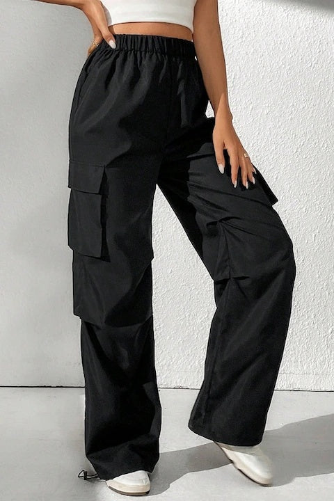 Pantaloni Dama, Tip Cargo Cu Buzunare Si Talie Elastica