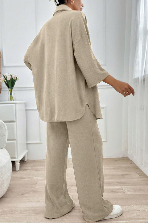 Set Dama, Camasa Maneca 3 Sferturi & Pantaloni Talie Inalta