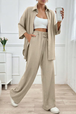 Set Dama, Camasa Maneca 3 Sferturi & Pantaloni Talie Inalta