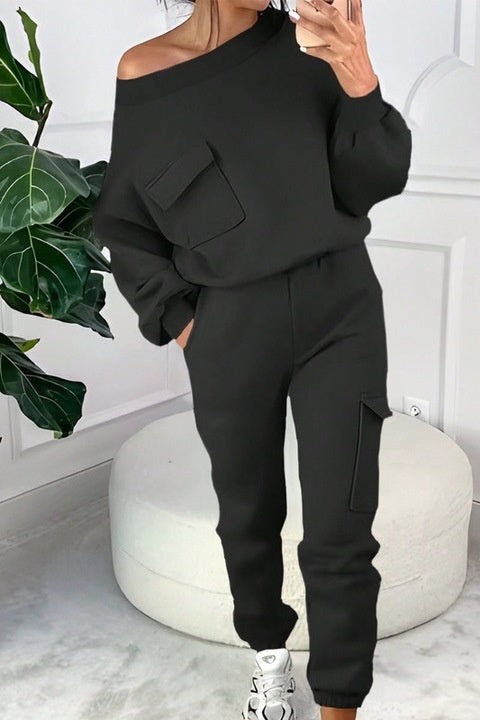 Trening Dama, Clasic, Hanorac Cazuta Pe Umar Si Pantaloni De Trening