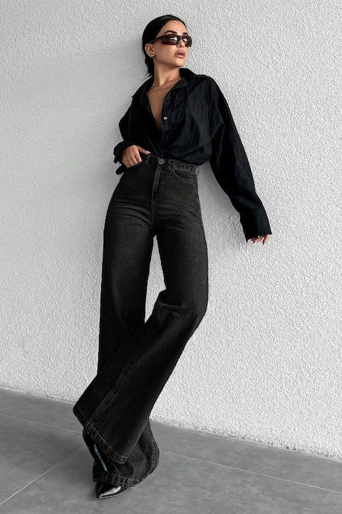 Blugi Dama, Croiala Larga, Cu Talie Inalta