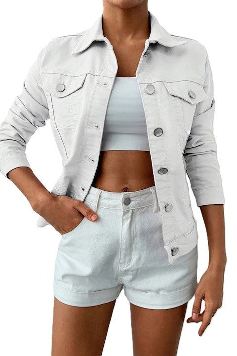 Jacheta Dama, Denim Subtire, Cu Buzunare Si Nasturi