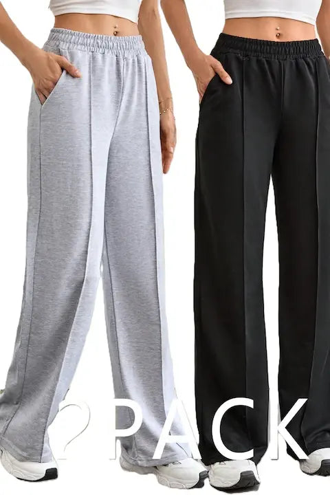 Set Pantaloni Trening Dama, 2 Culori Diferite, Talie Inalta Si Croiala Dreapta