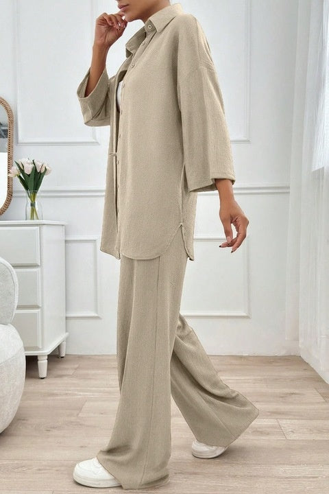 Set Dama, Camasa Maneca 3 Sferturi & Pantaloni Talie Inalta