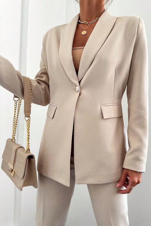 Costum Elegant Dama, Cu Sacou Cu Un Singur Nasture & Pantaloni