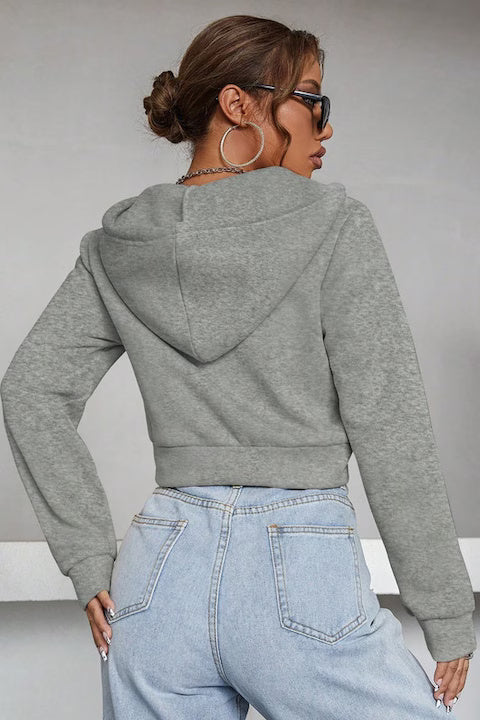 Hanorac Dama, Scurt Cu Fermoar Si Snur